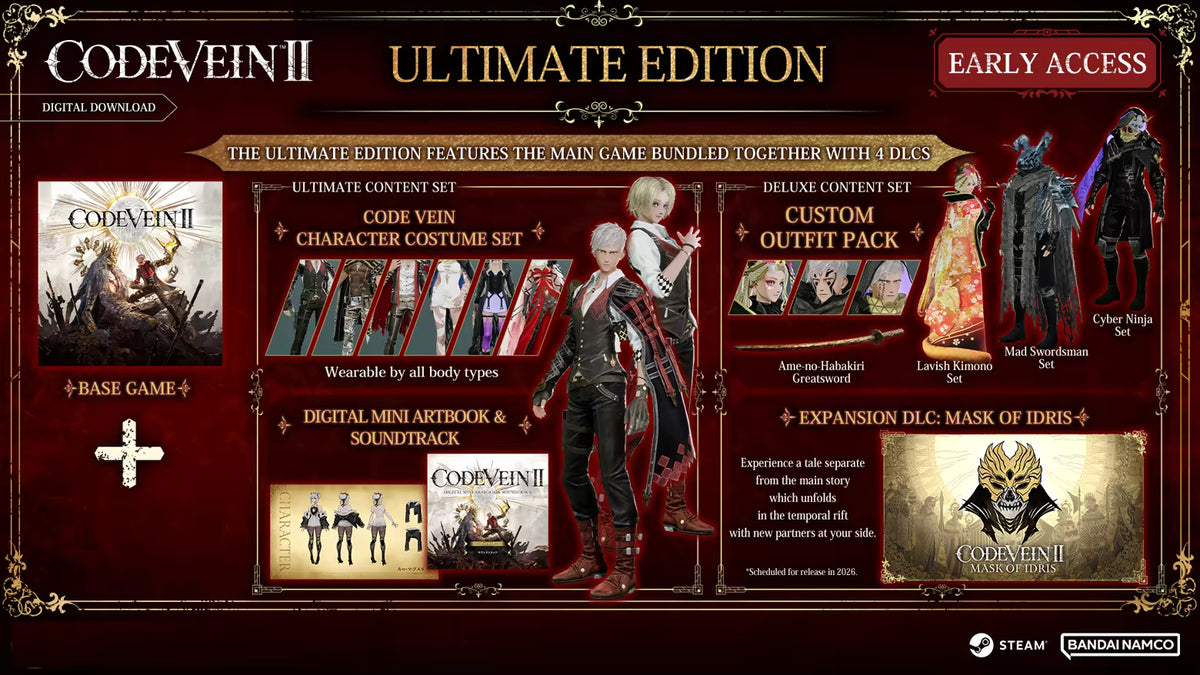 CODE VEIN II Ultimate Edition PC Steam CD Key  REST OF THE WORLD Bandai Namco Entertainment - [Email/Instant Delivery]