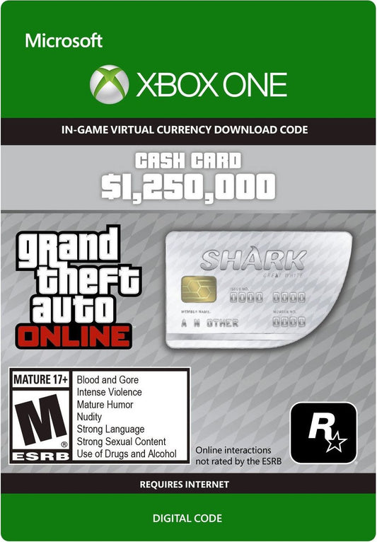 Grand Theft Auto Online: Great White Shark Cash Card 1 250 000 Xbox Live Key GLOBAL   - Xbox Live [Email/Instant Delivery]