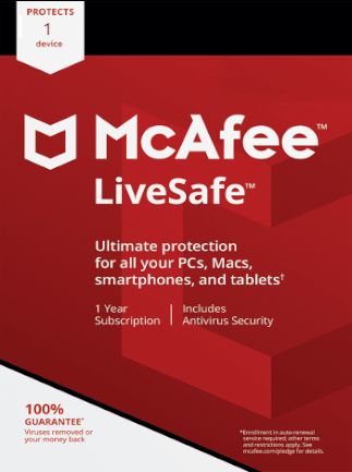 McAfee Livesafe 1 Device 1 Year Key GLOBAL McAfee - PC -  - McAfee - PC [Email/Instant Delivery]