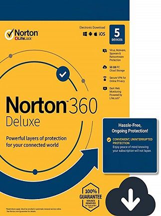 Norton 360 Deluxe + 50 GB Cloud Storage (5 Devices, 1 Year) - Key - EUROPE Norton - PC -  - Norton - PC [Email/Instant Delivery]