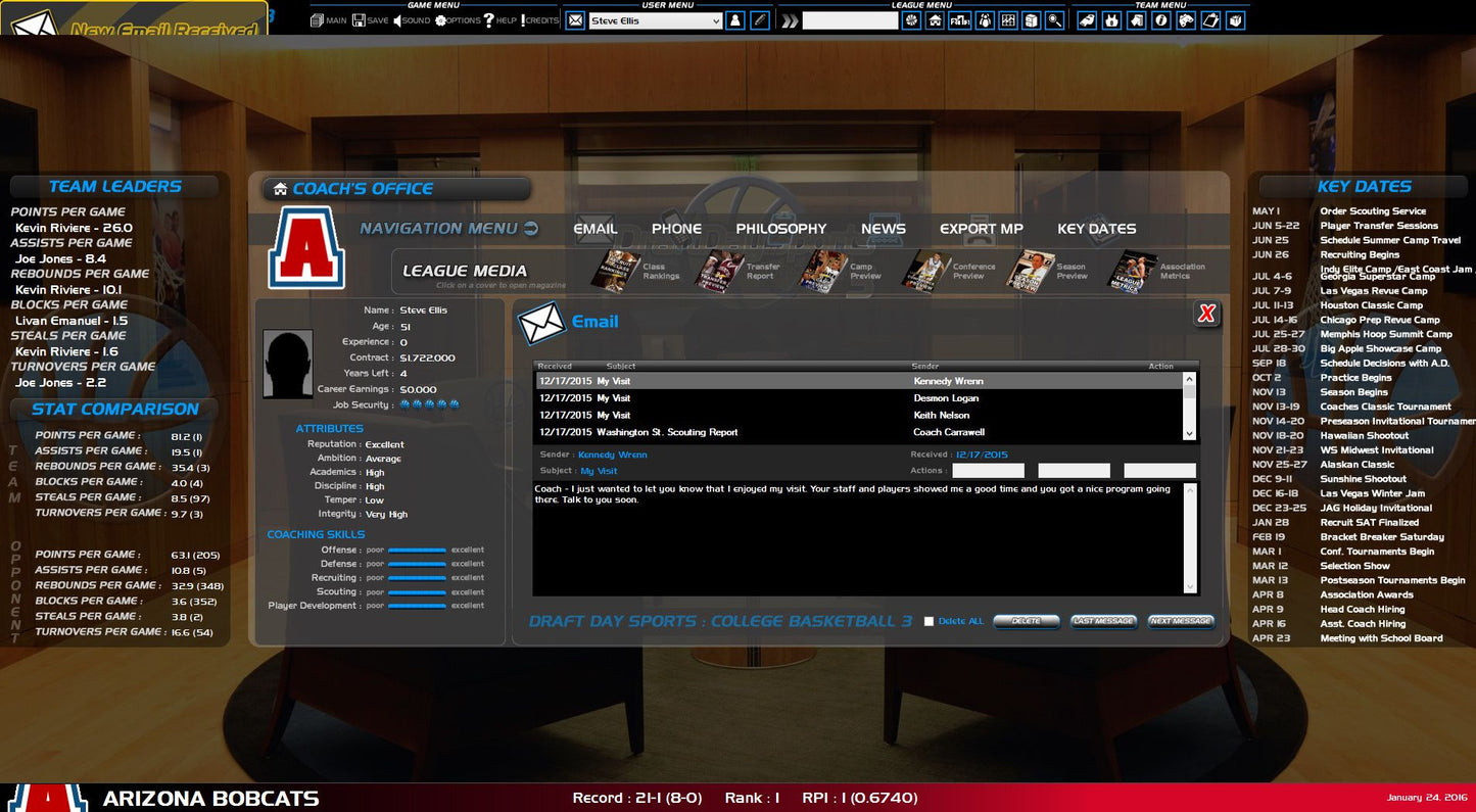Draft Day Sports College Basketball 3 Steam Key GLOBAL   - Viva Media [Email/Instant Delivery]