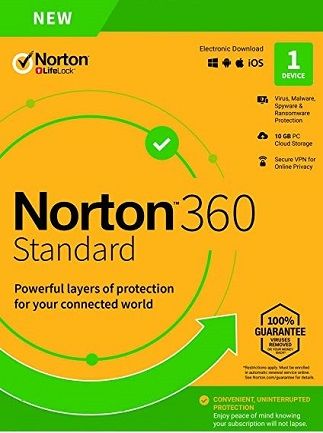 Norton 360 Standard Non-Subscription - (1 Device, 1 Year) - Symantec Key EUROPE Norton - PC -  - Norton - PC [Email/Instant Delivery]