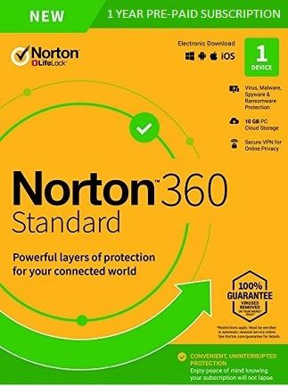 Norton 360 Standard Non-Subscription - (1 Device, 1 Year) - Symantec Key EUROPE Norton - PC -  - Norton - PC [Email/Instant Delivery]
