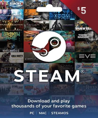 Steam Gift Card 5 USD (US)   Steam - PC Download [Email/Instant Delivery]